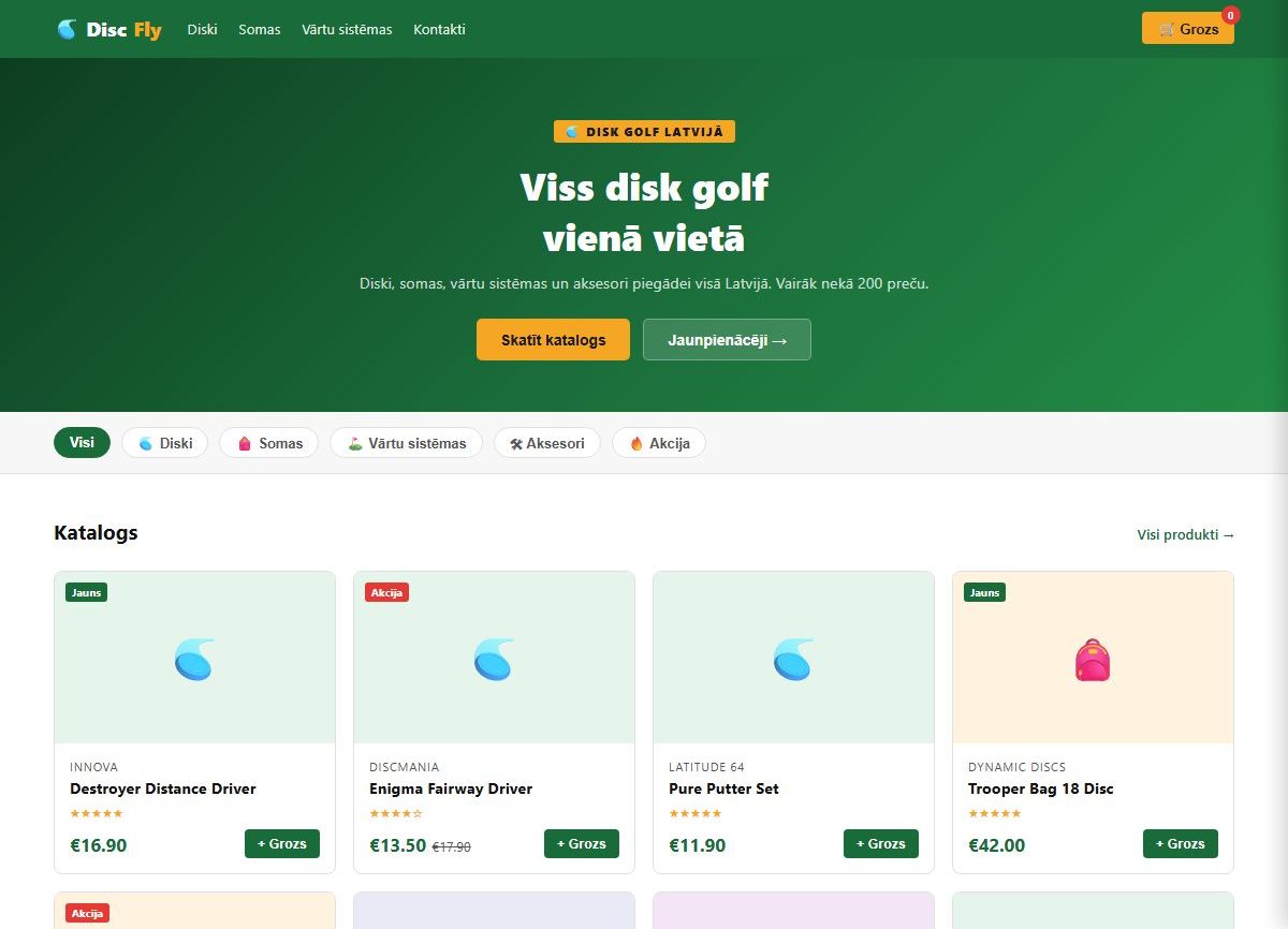 Disc Fly — diskgolfa inventāra interneta veikals